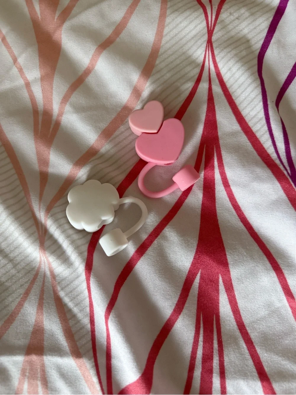 Pink & White Kids Cable Protectors - Heart and Flower Set